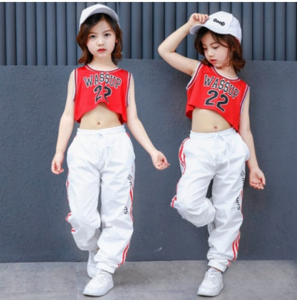 Black Fashion Children Jazz Dance Clothing Girls Street Dance Hip Hop Dance Costumes Kids Party Stage Performance Clothes Set