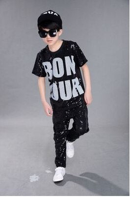 Black Fashion Children Jazz Dance Clothing Girls Street Dance Hip Hop Dance Costumes Kids Party Stage Performance Clothes Set