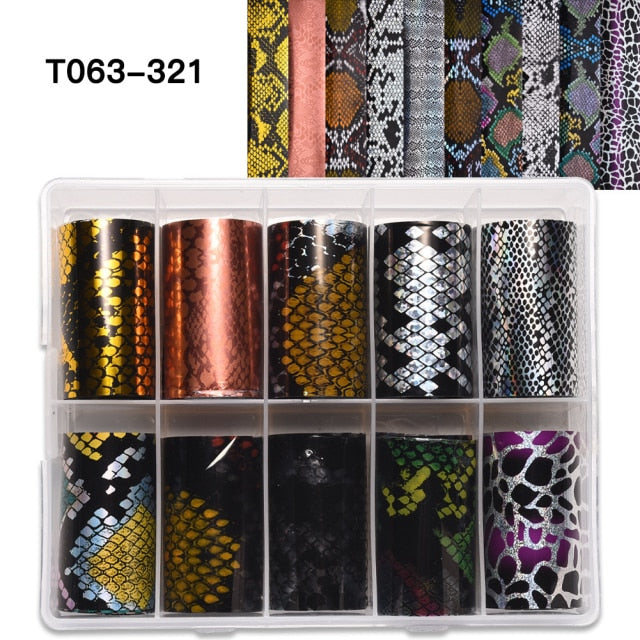 100 Patterns Animal Nail Foils for Transfer Paper Stickers Sliders Adhesive Nails Wraps DIY Water Marble Nail Art Decorations