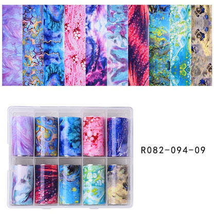 100 Patterns Animal Nail Foils for Transfer Paper Stickers Sliders Adhesive Nails Wraps DIY Water Marble Nail Art Decorations