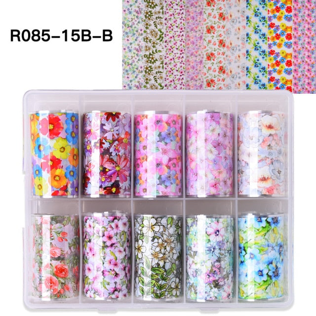 100 Patterns Animal Nail Foils for Transfer Paper Stickers Sliders Adhesive Nails Wraps DIY Water Marble Nail Art Decorations