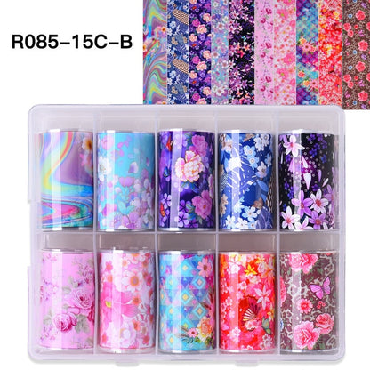 100 Patterns Animal Nail Foils for Transfer Paper Stickers Sliders Adhesive Nails Wraps DIY Water Marble Nail Art Decorations