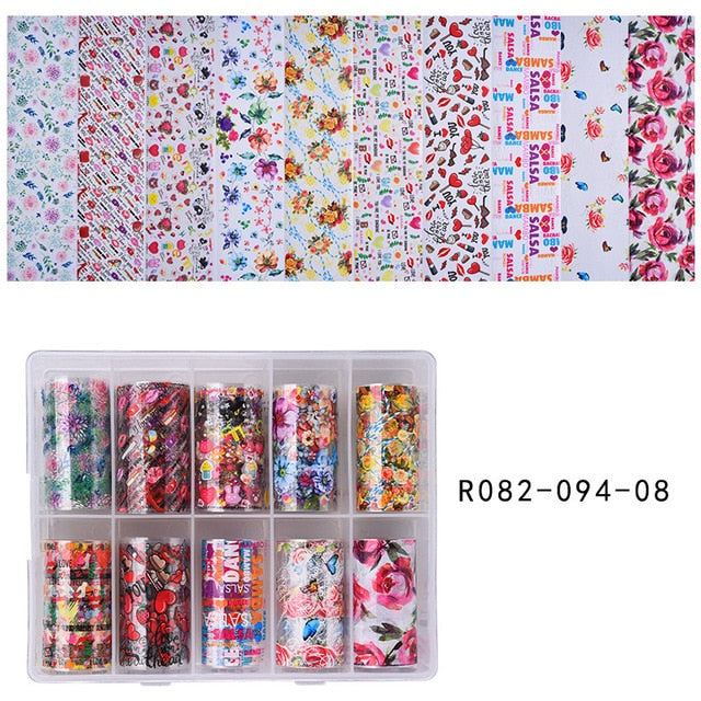 100 Patterns Animal Nail Foils for Transfer Paper Stickers Sliders Adhesive Nails Wraps DIY Water Marble Nail Art Decorations