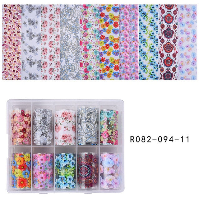 100 Patterns Animal Nail Foils for Transfer Paper Stickers Sliders Adhesive Nails Wraps DIY Water Marble Nail Art Decorations