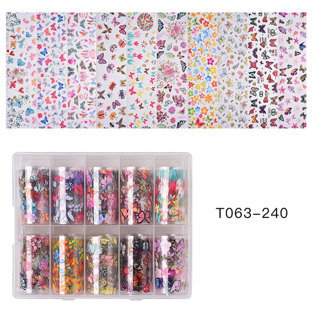 100 Patterns Animal Nail Foils for Transfer Paper Stickers Sliders Adhesive Nails Wraps DIY Water Marble Nail Art Decorations