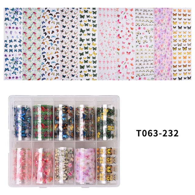 100 Patterns Animal Nail Foils for Transfer Paper Stickers Sliders Adhesive Nails Wraps DIY Water Marble Nail Art Decorations