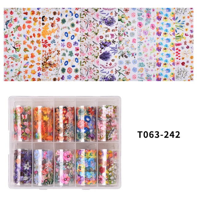 100 Patterns Animal Nail Foils for Transfer Paper Stickers Sliders Adhesive Nails Wraps DIY Water Marble Nail Art Decorations