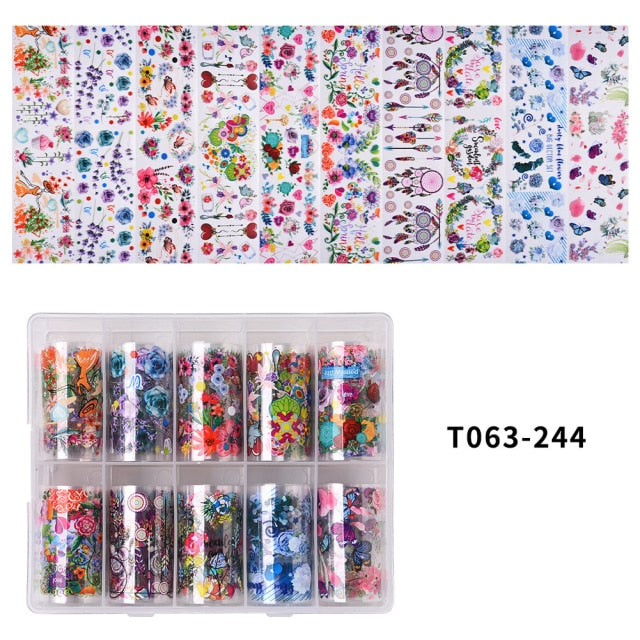 100 Patterns Animal Nail Foils for Transfer Paper Stickers Sliders Adhesive Nails Wraps DIY Water Marble Nail Art Decorations