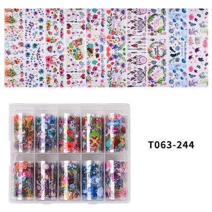 100 Patterns Animal Nail Foils for Transfer Paper Stickers Sliders Adhesive Nails Wraps DIY Water Marble Nail Art Decorations