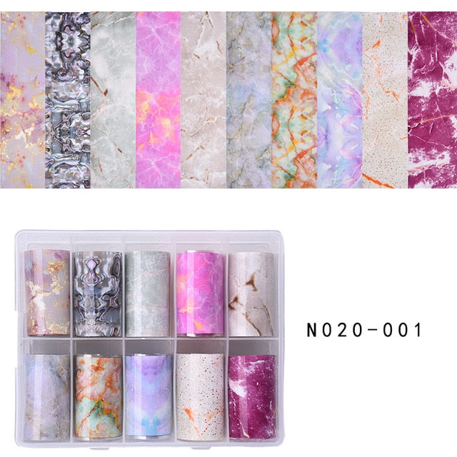 100 Patterns Animal Nail Foils for Transfer Paper Stickers Sliders Adhesive Nails Wraps DIY Water Marble Nail Art Decorations