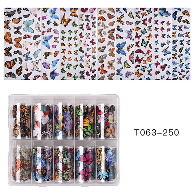 100 Patterns Animal Nail Foils for Transfer Paper Stickers Sliders Adhesive Nails Wraps DIY Water Marble Nail Art Decorations