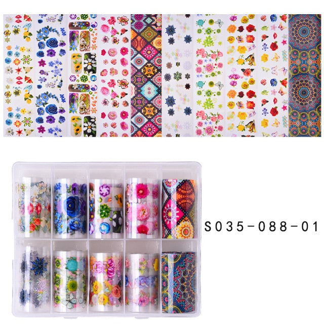 100 Patterns Animal Nail Foils for Transfer Paper Stickers Sliders Adhesive Nails Wraps DIY Water Marble Nail Art Decorations