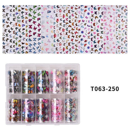 100 Patterns Animal Nail Foils for Transfer Paper Stickers Sliders Adhesive Nails Wraps DIY Water Marble Nail Art Decorations