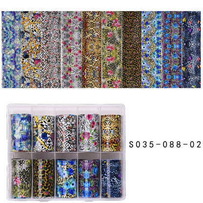 100 Patterns Animal Nail Foils for Transfer Paper Stickers Sliders Adhesive Nails Wraps DIY Water Marble Nail Art Decorations