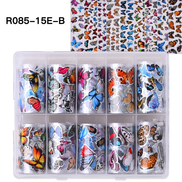 100 Patterns Animal Nail Foils for Transfer Paper Stickers Sliders Adhesive Nails Wraps DIY Water Marble Nail Art Decorations