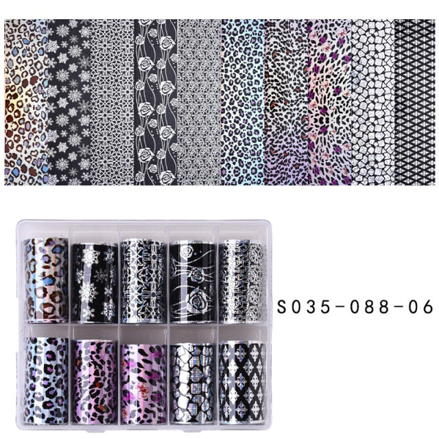 100 Patterns Animal Nail Foils for Transfer Paper Stickers Sliders Adhesive Nails Wraps DIY Water Marble Nail Art Decorations