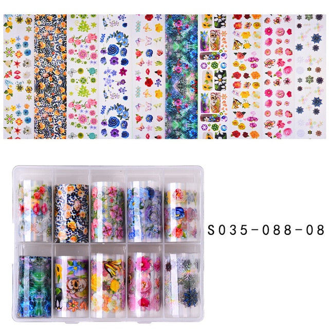 100 Patterns Animal Nail Foils for Transfer Paper Stickers Sliders Adhesive Nails Wraps DIY Water Marble Nail Art Decorations