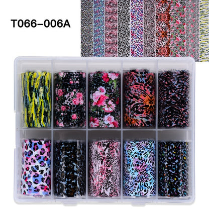 100 Patterns Animal Nail Foils for Transfer Paper Stickers Sliders Adhesive Nails Wraps DIY Water Marble Nail Art Decorations