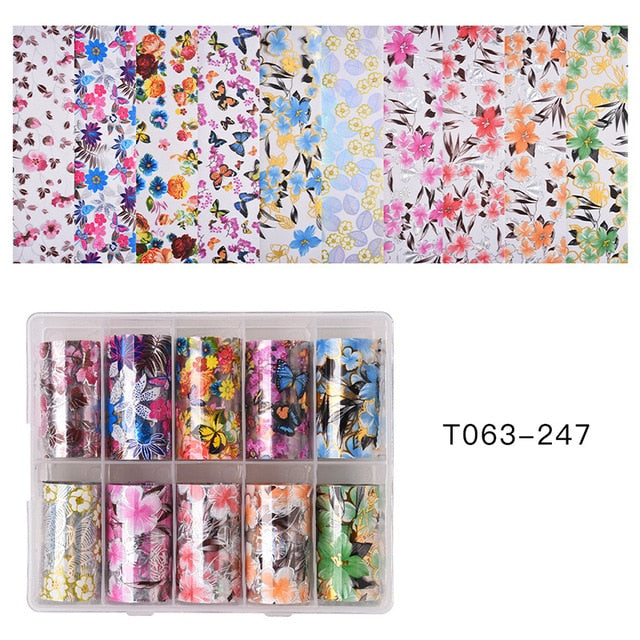 100 Patterns Animal Nail Foils for Transfer Paper Stickers Sliders Adhesive Nails Wraps DIY Water Marble Nail Art Decorations