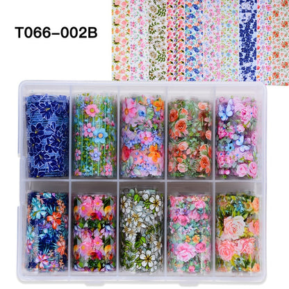 100 Patterns Animal Nail Foils for Transfer Paper Stickers Sliders Adhesive Nails Wraps DIY Water Marble Nail Art Decorations