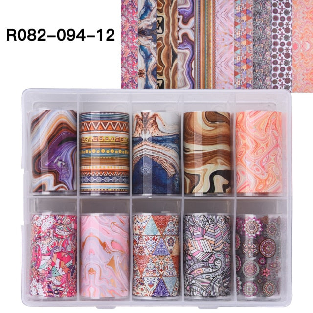 100 Patterns Animal Nail Foils for Transfer Paper Stickers Sliders Adhesive Nails Wraps DIY Water Marble Nail Art Decorations