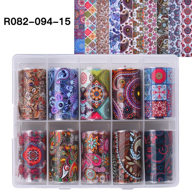 100 Patterns Animal Nail Foils for Transfer Paper Stickers Sliders Adhesive Nails Wraps DIY Water Marble Nail Art Decorations