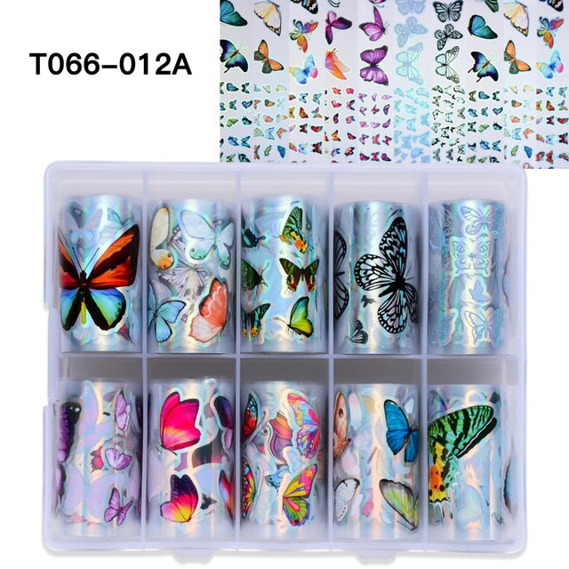 100 Patterns Animal Nail Foils for Transfer Paper Stickers Sliders Adhesive Nails Wraps DIY Water Marble Nail Art Decorations