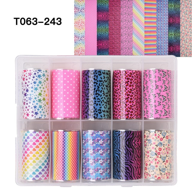 100 Patterns Animal Nail Foils for Transfer Paper Stickers Sliders Adhesive Nails Wraps DIY Water Marble Nail Art Decorations