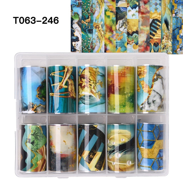 100 Patterns Animal Nail Foils for Transfer Paper Stickers Sliders Adhesive Nails Wraps DIY Water Marble Nail Art Decorations