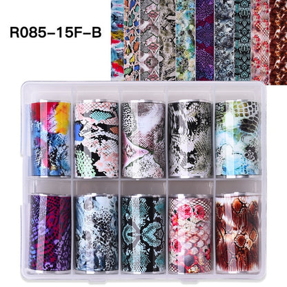 100 Patterns Animal Nail Foils for Transfer Paper Stickers Sliders Adhesive Nails Wraps DIY Water Marble Nail Art Decorations