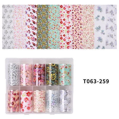 100 Patterns Animal Nail Foils for Transfer Paper Stickers Sliders Adhesive Nails Wraps DIY Water Marble Nail Art Decorations