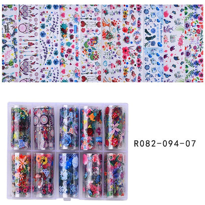 100 Patterns Animal Nail Foils for Transfer Paper Stickers Sliders Adhesive Nails Wraps DIY Water Marble Nail Art Decorations