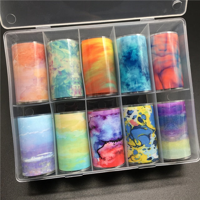 100 Patterns Animal Nail Foils for Transfer Paper Stickers Sliders Adhesive Nails Wraps DIY Water Marble Nail Art Decorations