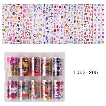 100 Patterns Animal Nail Foils for Transfer Paper Stickers Sliders Adhesive Nails Wraps DIY Water Marble Nail Art Decorations