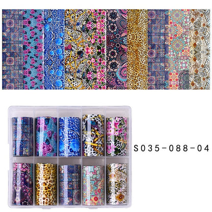 100 Patterns Animal Nail Foils for Transfer Paper Stickers Sliders Adhesive Nails Wraps DIY Water Marble Nail Art Decorations