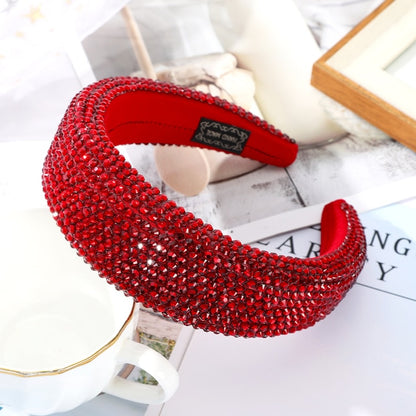 AWAYTR New Rhinestone Full Crystal Headbands for Women Wide Elastic Hairbands Baroque Diamond Tiara Hair Accessories Headdress