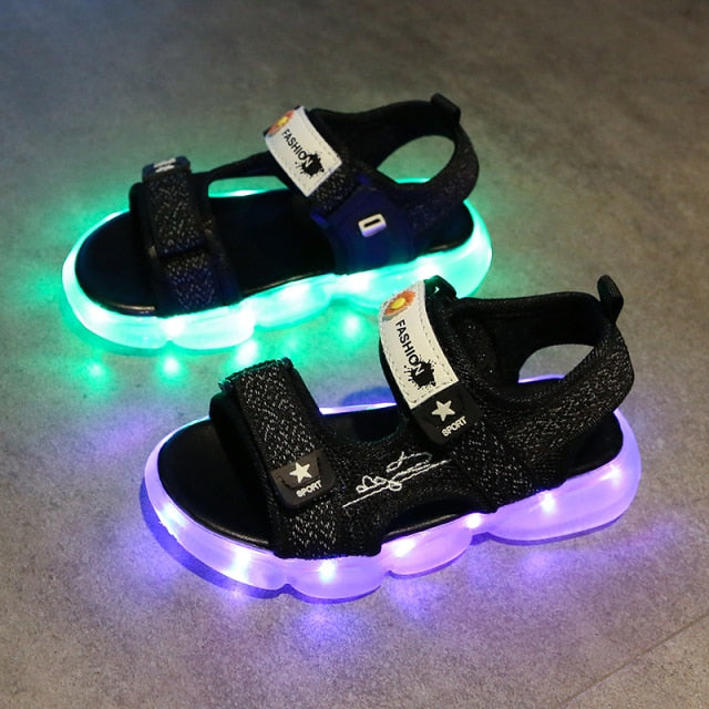 Size 25-35 Children's Casual Sandals For Boys Soft LED Shoes With Lights USB Charged Luminous Sandals Kids Girls Glowing Shoes