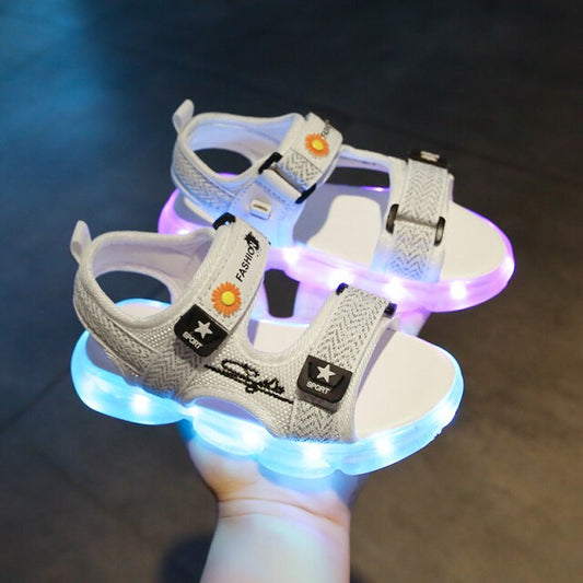 Size 25-35 Children's Casual Sandals For Boys Soft LED Shoes With Lights USB Charged Luminous Sandals Kids Girls Glowing Shoes