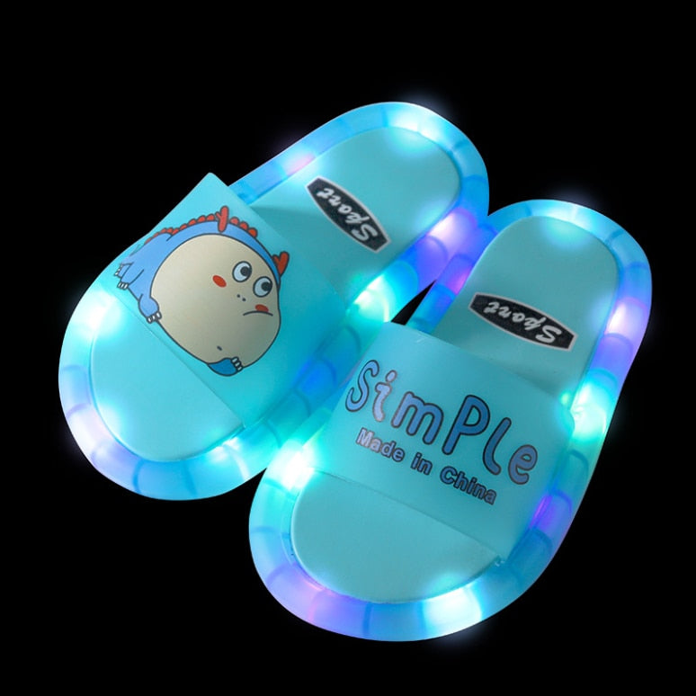 2021 Footwear Luminous Jelly Summer Children's LED Slipper Girls Slippers PVC Non-slip  Beach Sandals Kids Home Bathroom Blue