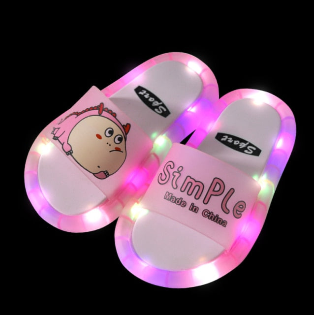 2021 Footwear Luminous Jelly Summer Children's LED Slipper Girls Slippers PVC Non-slip  Beach Sandals Kids Home Bathroom Blue