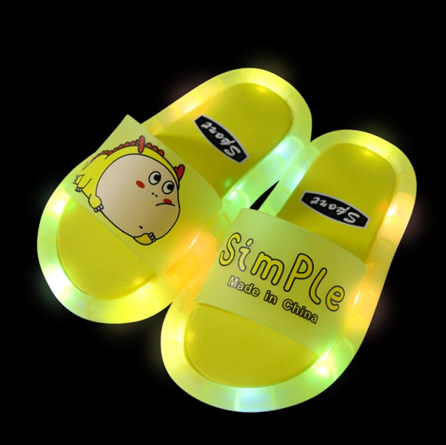 2021 Footwear Luminous Jelly Summer Children's LED Slipper Girls Slippers PVC Non-slip  Beach Sandals Kids Home Bathroom Blue