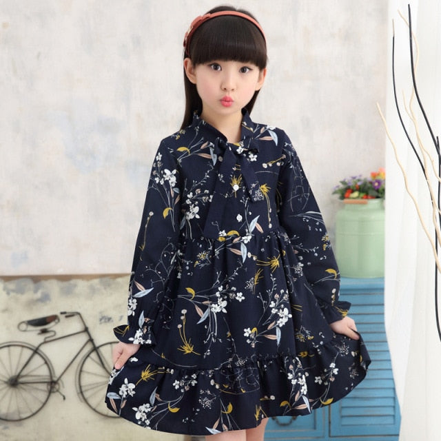 girl dress 2021 spring cartoon casual full sleeves Leopard Print kids children girls princess dress pink yellow blue 2-13 years