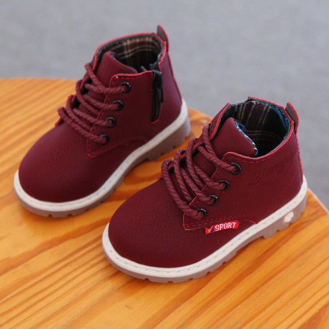 Winter Children Casual Shoes Autumn Martin Boots Boys Shoes Fashion Leather Soft Anti Slip Girls Boots 21-30 Sport Running Shoes