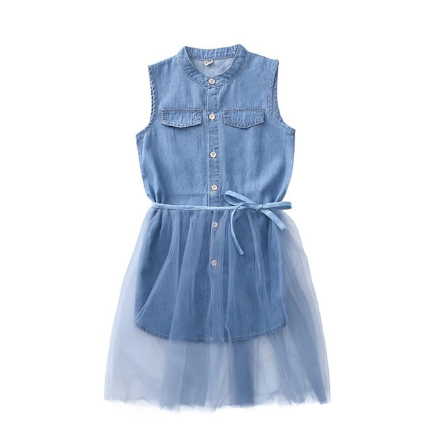 Cowboy Dress For Teens Girls Children Kids Denim Summer Dress Vestidos Clothes 4 5 6 7 8 9 10 11 12 14 Years Old New 2021