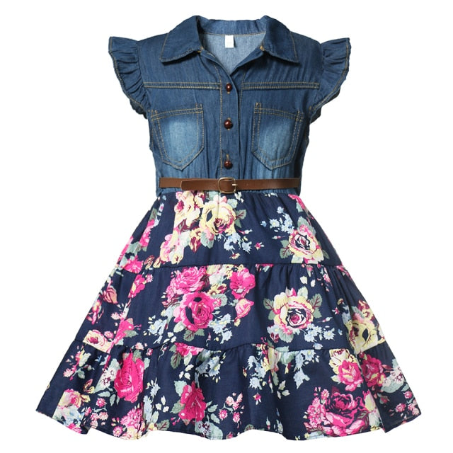 Cowboy Dress For Teens Girls Children Kids Denim Summer Dress Vestidos Clothes 4 5 6 7 8 9 10 11 12 14 Years Old New 2021