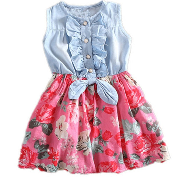 Cowboy Dress For Teens Girls Children Kids Denim Summer Dress Vestidos Clothes 4 5 6 7 8 9 10 11 12 14 Years Old New 2021