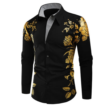 Spring Autumn Features Shirts Men Casual Gold Shirt New Arrival Long Sleeve Casual Slim Fit Male Shirts