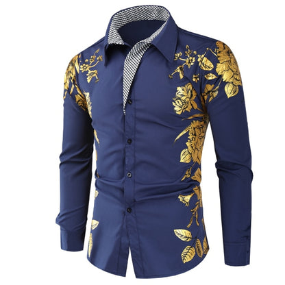 Spring Autumn Features Shirts Men Casual Gold Shirt New Arrival Long Sleeve Casual Slim Fit Male Shirts