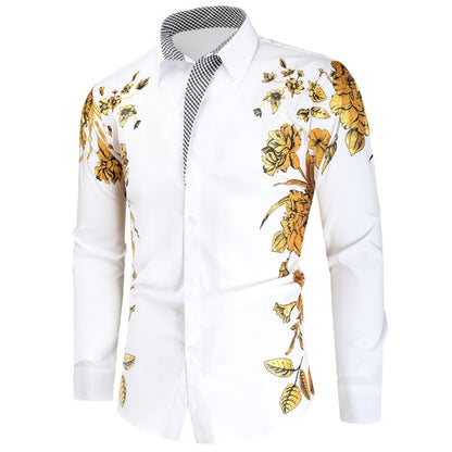 Spring Autumn Features Shirts Men Casual Gold Shirt New Arrival Long Sleeve Casual Slim Fit Male Shirts