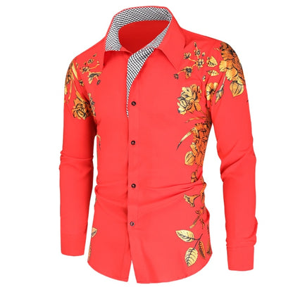 Spring Autumn Features Shirts Men Casual Gold Shirt New Arrival Long Sleeve Casual Slim Fit Male Shirts